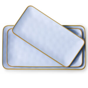 CULIVORA Ceramic Rectangle Serving Platter: 15.6/14.1/12.6 Inch Large Serving Dishes for Entertaining Party, Turkey, Cheese, Sushi, Snack and Dessert, Microwave Dishwasher Safe, Blue