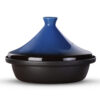 Culivora Moroccan Tagine for Cooking: Enameled Cast Iron Cooking Pot, Slow Cooker, Classic Kitchen Cookware, Tajine with Ceramic Cone-Shaped Closed Lid, 3.3 QT, Blue